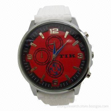 Stylish White Men's Wristwatch with Alloy Case, Silicone Strap Band, Japan Movement, 3-dial Design